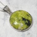 Lizardite Round 925 Silver Pendant ~22mm