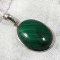 Malachite Oval 925 Silver Pendant  ~27mm