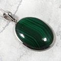 Malachite & Silver Pendant  ~34mm