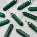 Malachite Double Terminating Point 925 Silver Pendant - 35mm