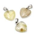 Mini Rutilated Quartz Heart 925 Silver Pendant - Pack of 3