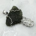 Moldavite & Herkimer Diamond Silver Pendant ~44mm