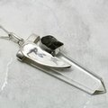 Moldavite & Quartz Point Silver Pendant  ~51mm
