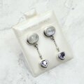 Moonstone & Iolite 925 Silver Heart Drop Earrings ~31mm