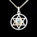 Moonstone & Silver Hexagram - 27mm