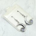 Moonstone Cresent Moon 925 Silver Drop Earrings ~22mm