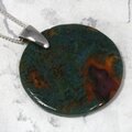 Moss Agate & Carnelian Circle 925 Silver Pendant ~30mm