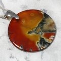 Moss Agate & Carnelian Circle 925 Silver Pendant ~30mm