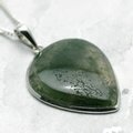 Moss Agate & Silver Pendant ~35mm