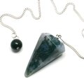 Moss Agate Crystal Pendulum