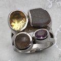 Multi Gemstone & Silver Ring  ~7.25 US / O- 0.5 UK