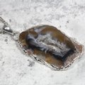 Natural Agate Geode & Quartz Pendant  ~37mm