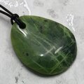Nephrite Jade Pendant & Wax Cotton Cord ~44x34mm