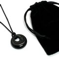 Obsidian Agogo Donut Necklace & Velvet Pouch