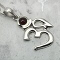 Om Silver Pendant with Garnet Stone - 27mm