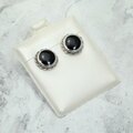 Onyx 925 Silver Circle Stud Earrings ~12mm