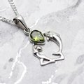 Peridot & Silver Dolphin and Goddess Pendant - 25mm