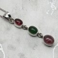 Pink & Green Tourmaline 925 Silver Pendant ~36mm