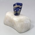 Polished Lapis Crystals on White Quartz ~68 x 76mm