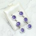 Purple Jade 925 Silver Circle Drop Earrings ~41mm