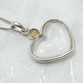 Quartz & Citrine 925 Silver Heart Pendant  ~30mm