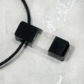 Quartz & Obsidian Pendant - Square 28mm