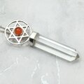 Quartz Point & Carnelian 925 Silver Star Pendant  ~60mm