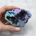 Rainbow Aura Quartz Geode ~85x59mm