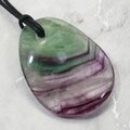 Rainbow Fluorite Pendant & Wax Cotton Cord ~42mm