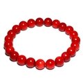 Red Bamboo Coral 8mm Round Bead Bracelet