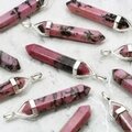 Rhodonite Double Terminating Point 925 Silver Pendant - 35mm