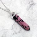 Rhodonite Double Terminating Point 925 Silver Pendant - 35mm