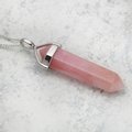 Rose Opal & Silver Double Terminating Point Pendant ~35mm