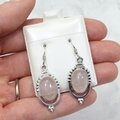 Rose Quartz 925 Silver Ornate Drop Earrings ~29mm