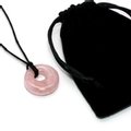 Rose Quartz Agogo Donut Necklace & Velvet Pouch