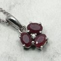 Ruby & Diamond 925 Silver Pendant ~10mm