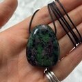 Ruby Zoisite Pendant & Wax Cotton Cord ~38 28mm