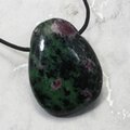 Ruby Zoisite Pendant & Wax Cotton Cord ~39mm