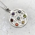 Seven Chakra Flower Mandala Sterling Silver Pendant