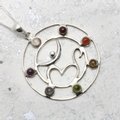 Seven Chakra Om Sterling Silver Wheel Pendant