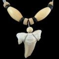 Shark Tooth Necklace (Natural Wood Beads)