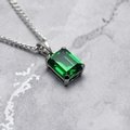 Siberian Quartz Emerald Rectangle Pendant ~11mm