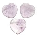 Side Drilled Amethyst Hearts - 40mm