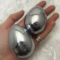 Silver Baoding Balls Pair - Egg Shape ~68mm