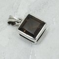 Smoky Quartz Facated 925 Silver Square Pendant ~15mm