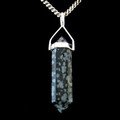 Snowflake Obsidian and Silver Double Terminated Point Pendant - 30mm