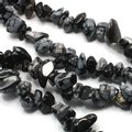 Snowflake Obsidian Gemstone Chip Necklace ~ 35"