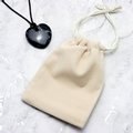 Snowflake Obsidian Heart Necklace & Gift Pouch