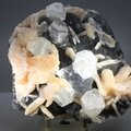 Stilbite with Apophyllite on Quartz base ~115mm
