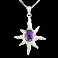 Sunburst Silver Pendant with Amethyst Stone